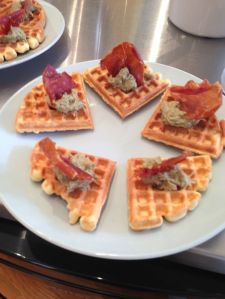 Savoury Waffle with Artichoke and Crispy Ham
